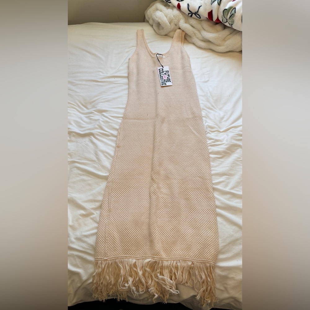 Target Cream Sleeveless Fringe Dress
